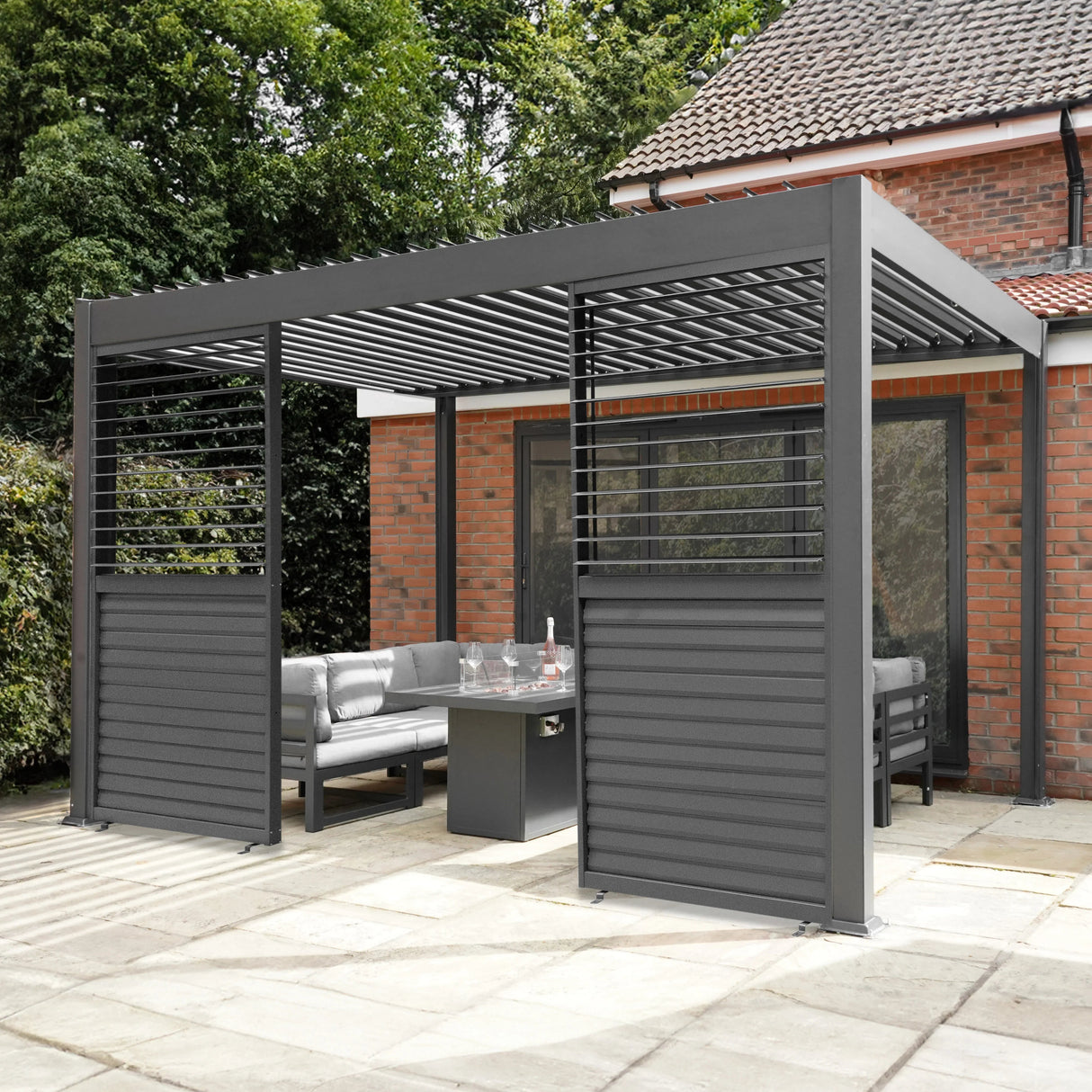 Anthracite Aluminium Pergola Shutter Panel - 123cm Wide