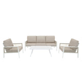 Aluminium 4 Piece Sofa Set - White
