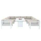 Modular Garden Furniture Set With Fire Pit - White