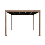 Wood Effect Aluminium Pergola with LED Lights - 3m x 3m