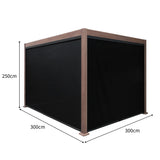 Wood Effect Aluminium Pergola With Blinds - 3m x 3m