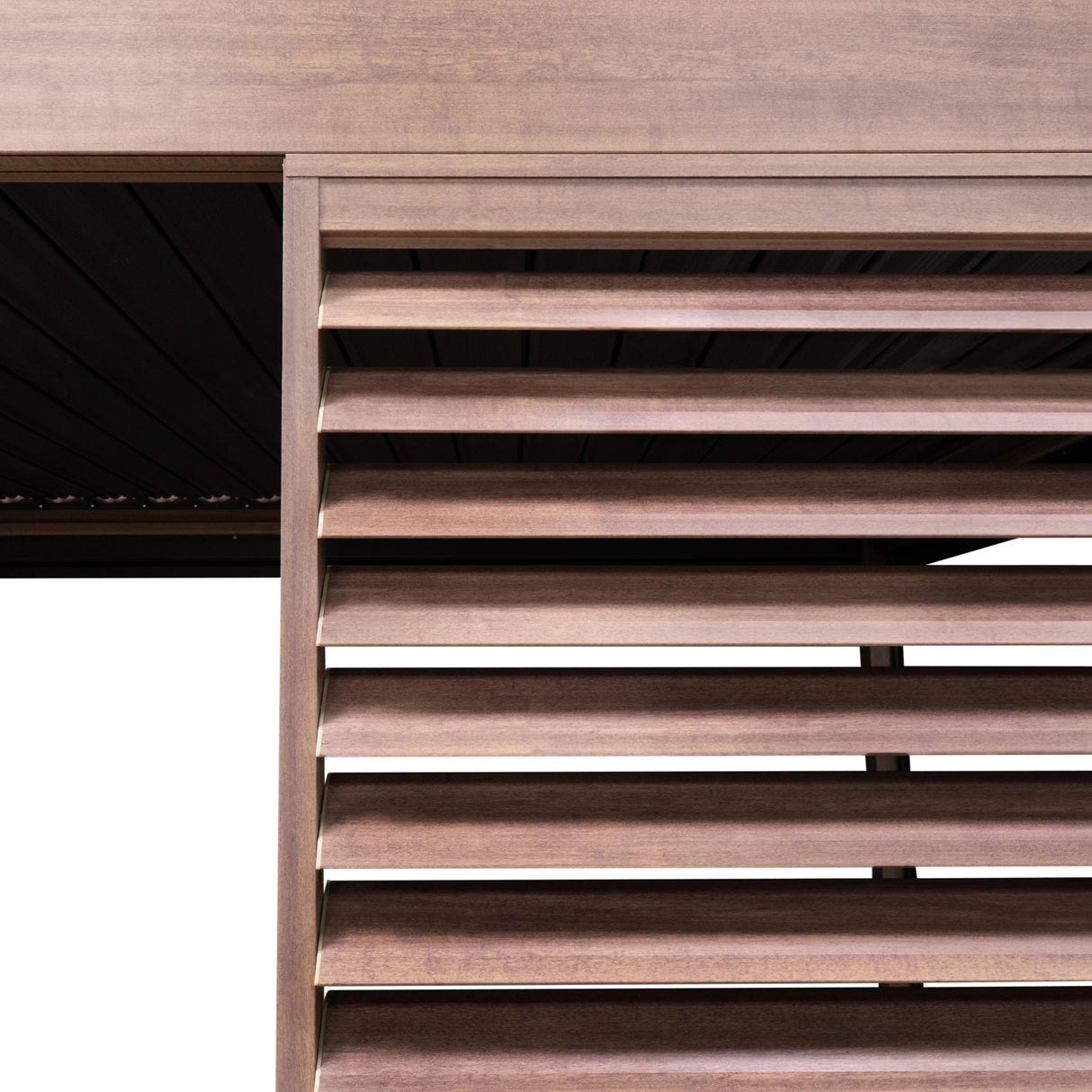 Wood Effect Aluminium Pergola With Blinds & 2 Louvre Panels - 3m x 3m