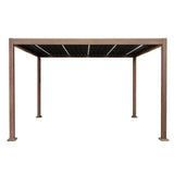 Wood Effect Aluminium Pergola With LED Lights - 4m x 3m