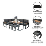 Aluminium Corner Sofa Set - Wood Effect