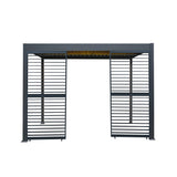 Anthracite Aluminium Pergola With LED Lights & 2 x Shutter Panels - 3m x 3m
