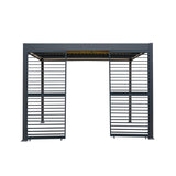 Anthracite Aluminium Pergola With White Blinds, 2 x Side Panels & LED Lights - 3m x 3m