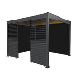 Aluminium Pergola With Anthracite Blinds, 2 x Side Panels & LED Lights - 3m x 3m