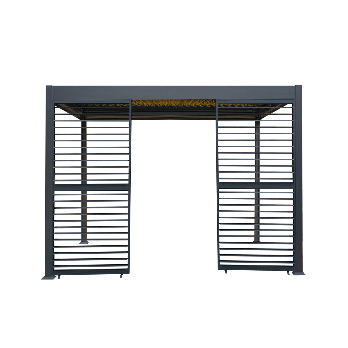 Aluminium Pergola With Anthracite Blinds, 2 x Side Panels & LED Lights - 3m x 3m