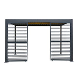 Anthracite Aluminium Pergola With LED Lights & 2 x Shutter Panels - 3m x 4m
