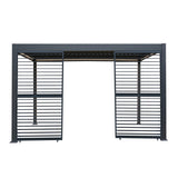 Anthracite Aluminium Pergola With White Blinds & 2 Shutter Panels - 3m x 4m