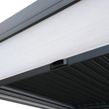 Anthracite Aluminium Pergola With White Blinds, 2 x Side Panels & LED Lights - 3m x 4m
