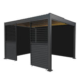 Aluminium Pergola With Anthracite Blinds, 2 x Side Panels & LED Lights - 3m x 4m
