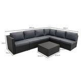 Rattan Modular 7 Piece Furniture Set & 700L Storage Box - Black
