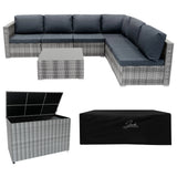Rattan Modular 7 Piece Furniture Set & 996L Storage Box - Grey