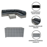 Rattan Modular 7 Piece Furniture Set & 996L Storage Box - Grey