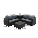 Rattan Modular 6 Piece Furniture Set & 700L Storage Box – Black