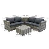 Rattan Modular 6 Piece Furniture Set & 700L Storage Box – Grey