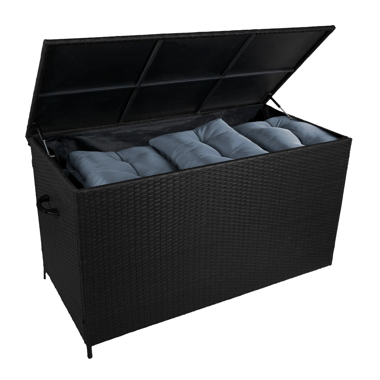 Aluminium Corner Sofa Set With Black Rattan Storage Box - White