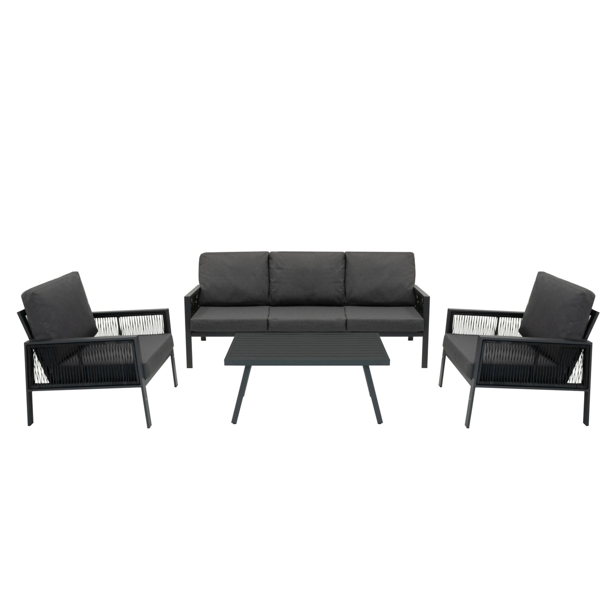 Anthracite 4 Piece Sofa Set With Black Parasol & Base