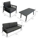 Anthracite 4 Piece Sofa Set With Black Parasol & Base