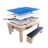 7-In-1 Games Table & Storage Benches x 2 - Oak