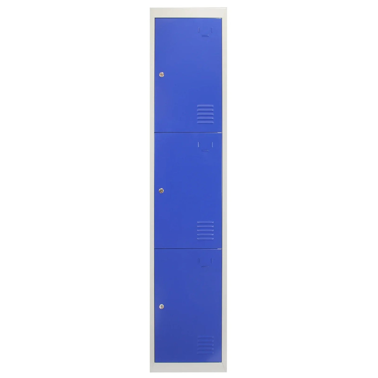 Metal Storage Lockers - Three Doors, Flatpacked, Blue