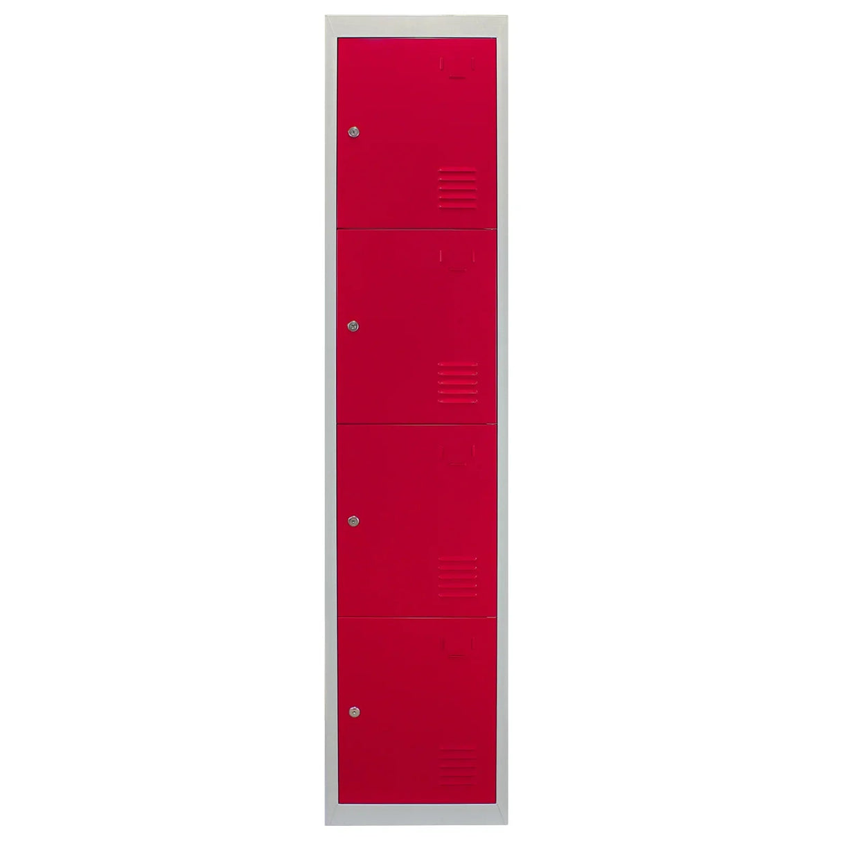 Metal Storage Lockers - Four Doors, Red