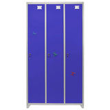 Metal Storage Lockers - Three Doors Wide, Blue