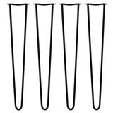 4 x 28" Hairpin Legs - 2 Prong - 12mm - Black