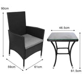 Jardí 2-Seater Rattan Bistro Black Set with Cushions & Rain Cover