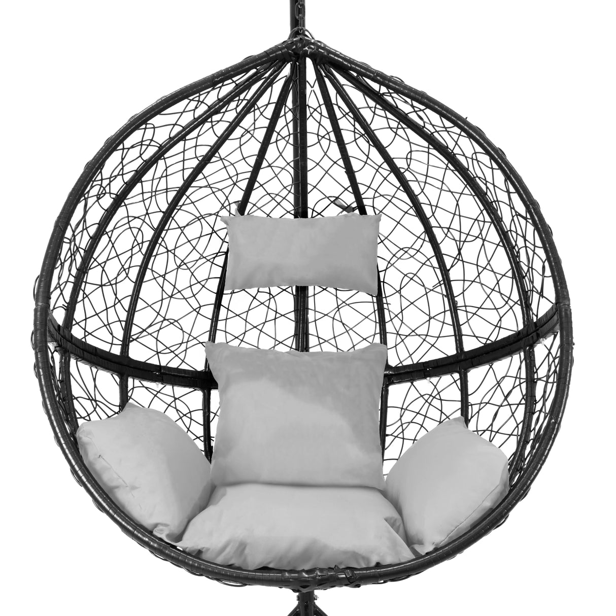 Hanging Rattan Egg Chairs x 2 - Black