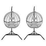 Hanging Rattan Egg Chairs x 2 - Grey