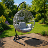 Hanging Rattan Egg Chairs x 2 - Grey