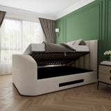 Flair Megane Kingsize Side Lift TV Ottoman Bed Cream Boucle