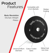 Body Revolution 2 x 5Kg Black Olympic Bumper Plates