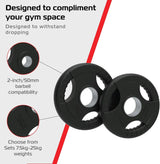15kg Bundle Olympic Tri-Grip Rubber Weight Black Plates