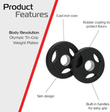 25kg Bundle Olympic Tri-Grip Rubber Weight Black Plates