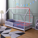 Flair Explorer Play House Floor Bed with Rails White Wooden