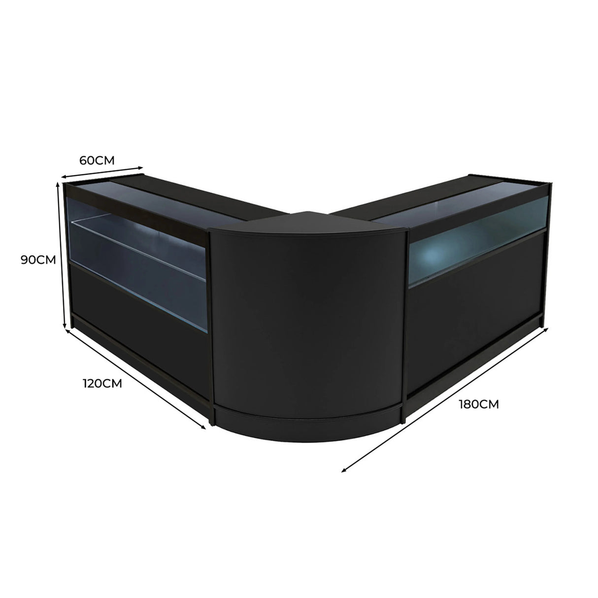 Adonis LED Shop Counter Set B1200, C1200 & CM60 - Black