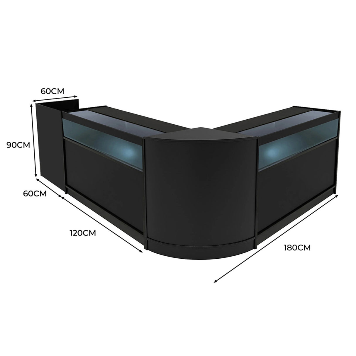 Luna LED Shop Counter Set CM60, TB60 & 2 x B1200 - Black