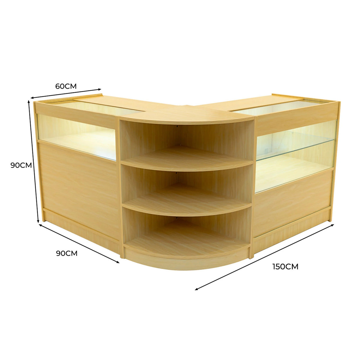 Harmonia LED Shop Counter Set B900, C900 & LM60 - Maple