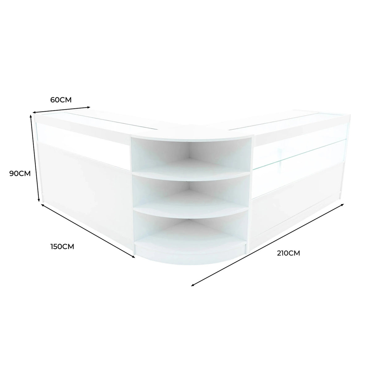 Harmonia LED Shop Counter Set B1500, C1500 & LM60 - White