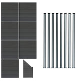 Composite Fence Panels, Angled Piece & LED Posts 6ft x 43ft - Grey