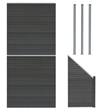 Composite Fence Panels, Angled Piece & LED Posts 6ft x  14.5ft - Grey