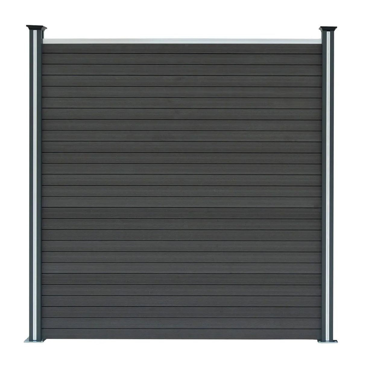 Composite Fence Panels, Angled Piece & LED Posts 6ft x 37ft - Grey