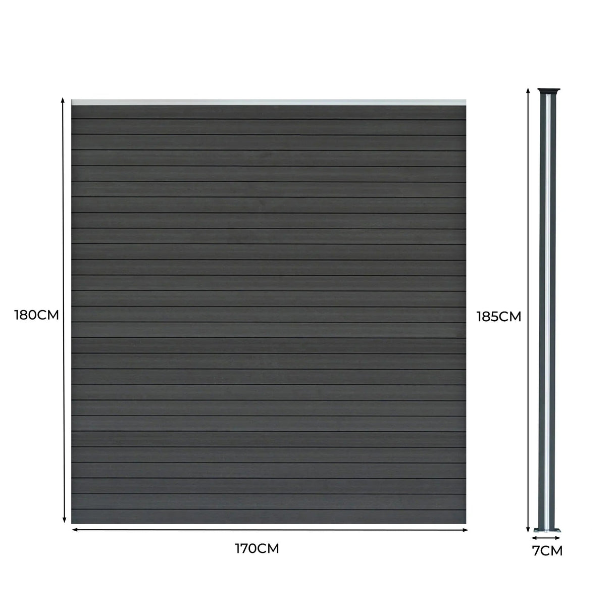 Composite Fence Panels & LED Posts 6ft x 29ft - Grey
