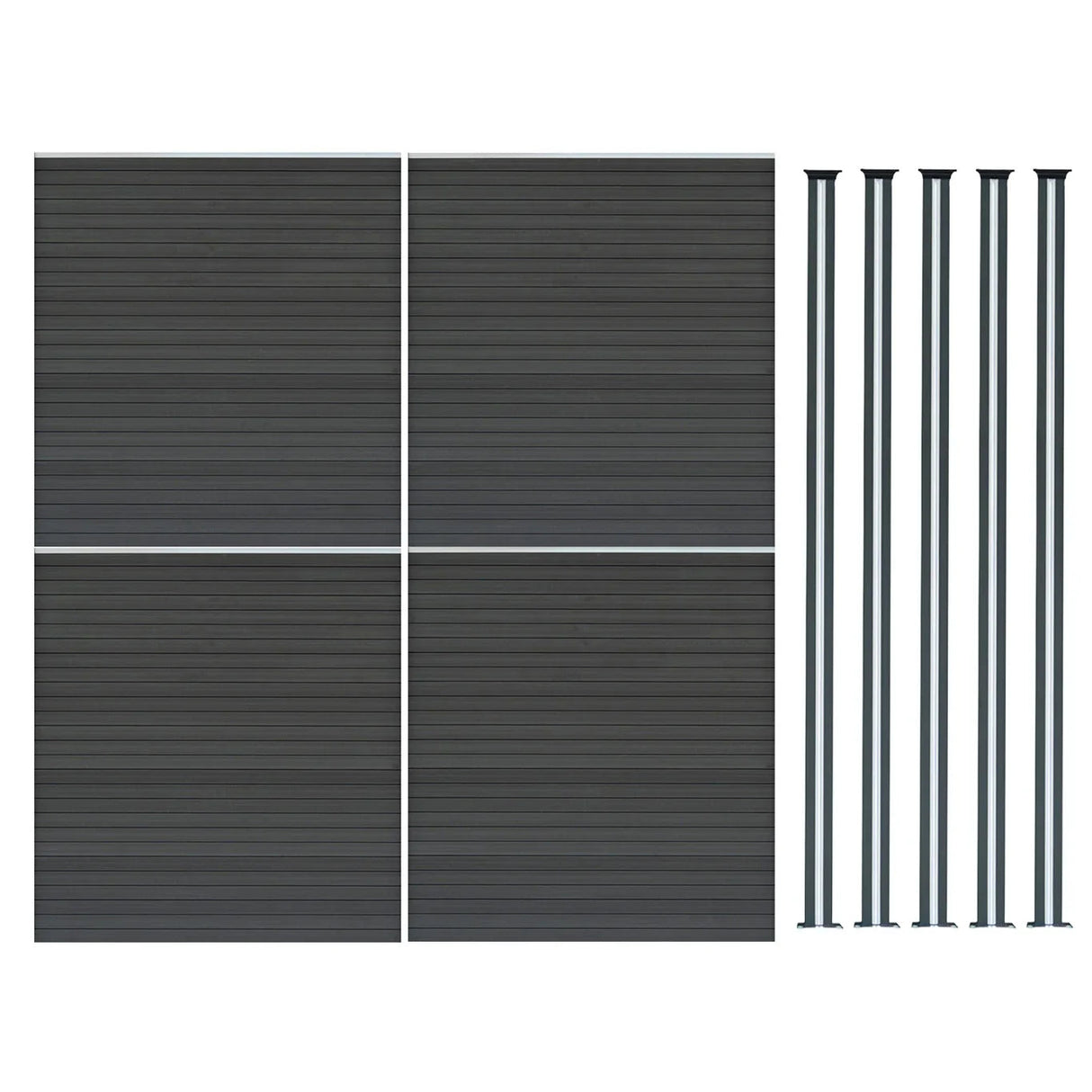 Composite Fence Panels & LED Posts 6ft x 23ft  - Grey