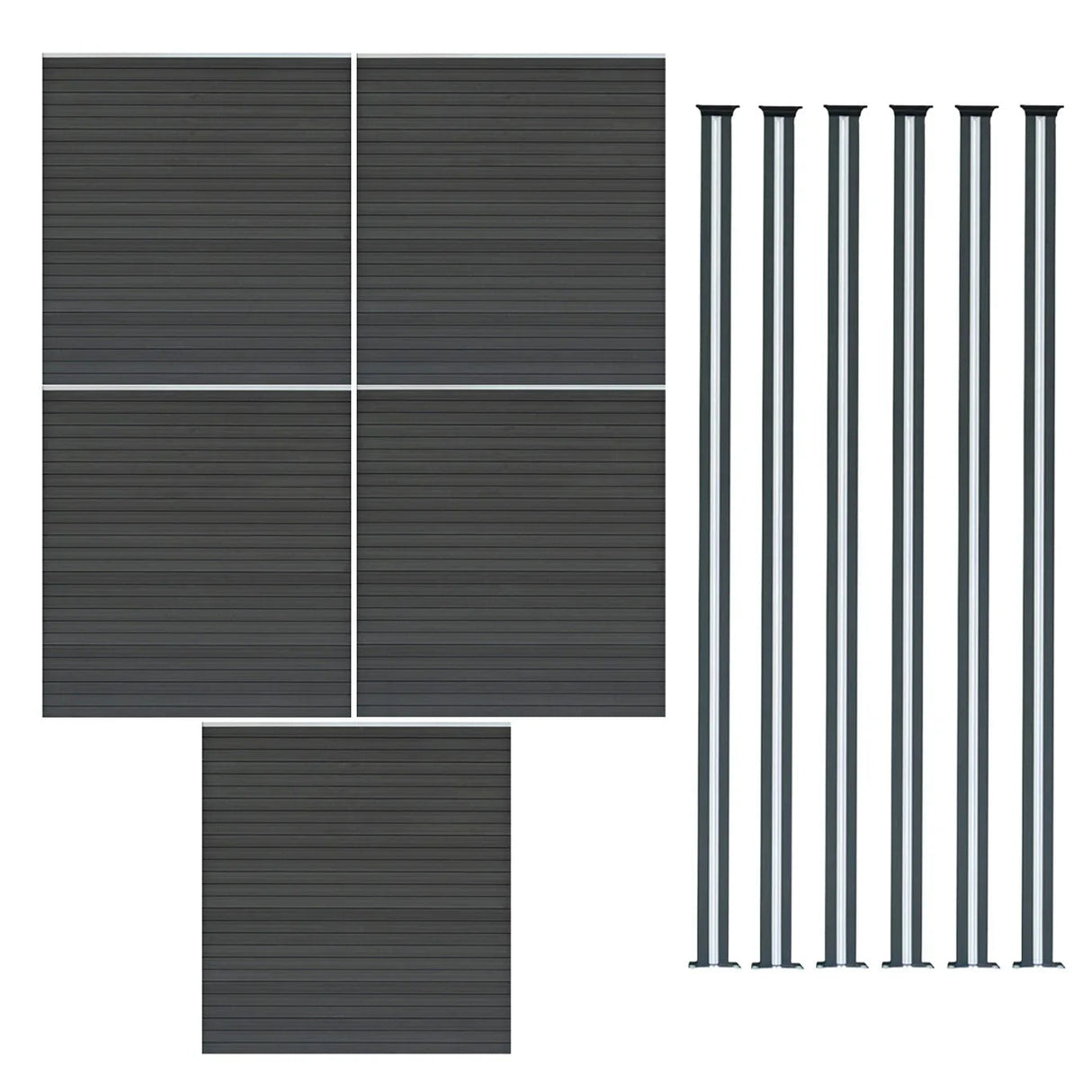 Composite Fence Panels & LED Posts 6ft x 29ft - Grey