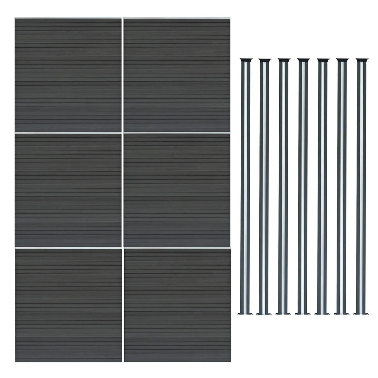 Composite Fence Panels & LED Posts 6ft x 34ft - Grey