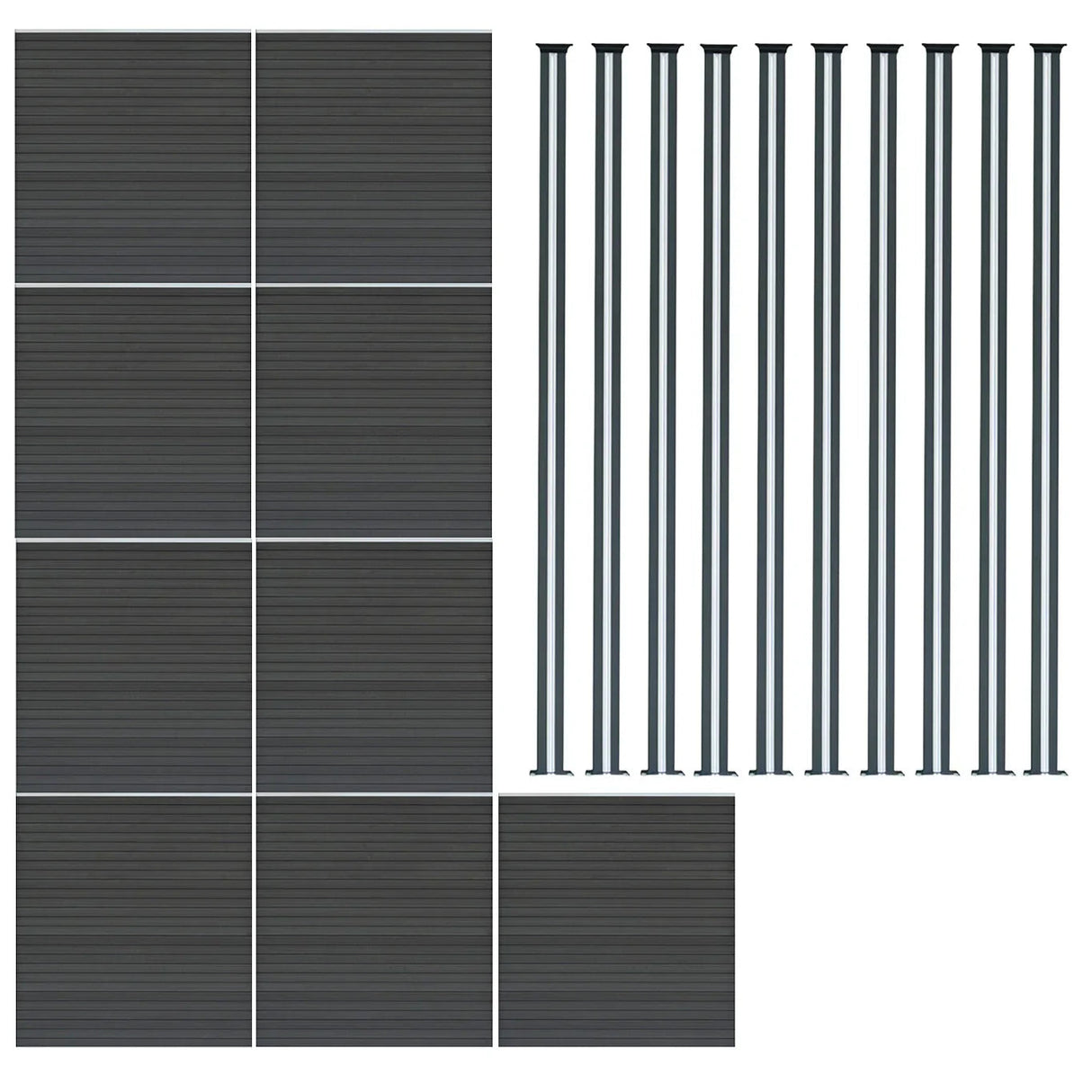 Composite Fence Panels & LED Posts 6ft x 51ft - Grey